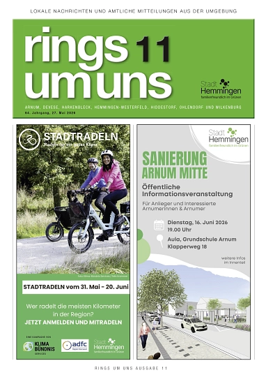 aktuelle rings um uns Bild des Titels der aktuellen "rings um uns" © Stadt Hemmingen