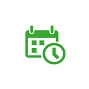 Icon eines Kalenders mit Uhr